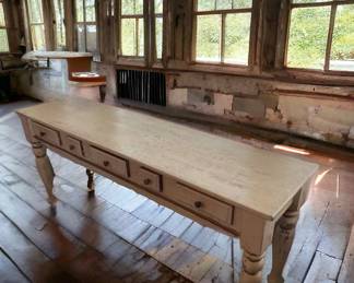 Long White Washed Console Table