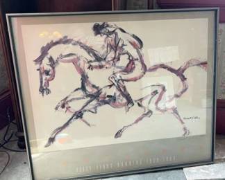 Artist Kenneth Callahan Signed Horse and Rider Poster For Longacres