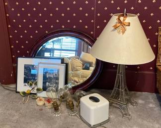 Vintage Glass Sconces, Oval Mirror, Eiffel Tower Lamp And More o 