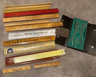 Vintage German Drafting Set And Pickell Slide Ruler