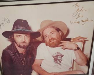 Signed Willie and Hank framed poster, lots of Willie's albums