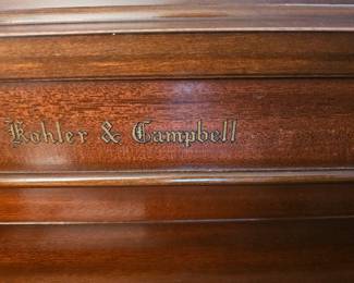 close up of the piano maker and wood grain