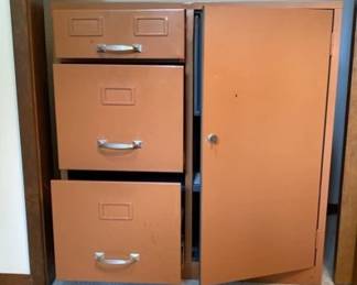 Cole-Steel Cabinet With Working Safe * Two File Cabinet Drawers
