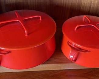Mid Century DANSK Covered Casserole Set In Fabulous Orange
