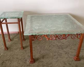 Gorgeous Welded “Rusted” Steel And Glass * Coffee Table * End Table
