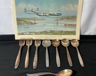 Historic First Flights Of Pan American Clippers Art * 1947 * Airline Silverware
