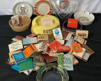 Variety Of International Vintage Ashtrays * Matches
