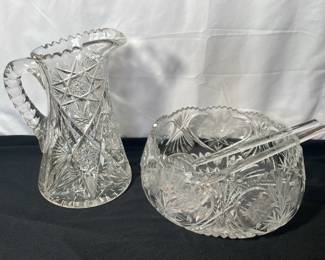 Crystal Pitcher * Serving Bowl * Plastic Utensils
