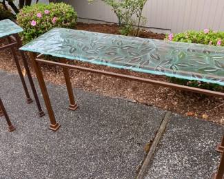 Beautiful Iron? Art Glass Entry Way Table Set * Lamp Table * Sofa Table
