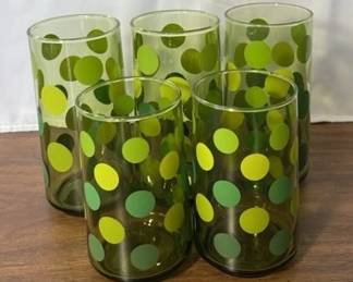 Vintage Green Dots Drinking Glasses
