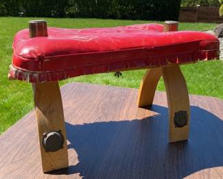 Amazing Red Leather Saddle Chair
