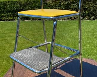 Vintage Folding Step Stool Chair In Sunny Yellow
