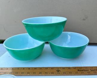 3 Green Pyrex Bowls $40.00