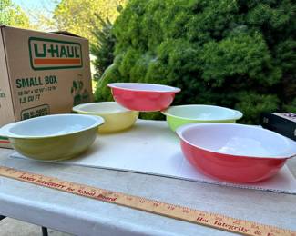 5 Pyrex Bowls $55.00