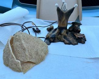 Mushroom Wizard Lamp, the mushroom has cracked all pieces are there $40.00