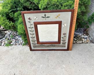 Mirror with Textured Flowers $32.00