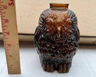 Amber Glass Owl Bank $6.00