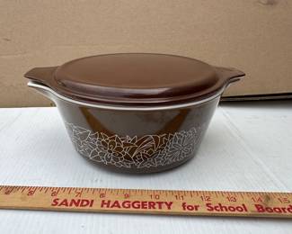 Pyrex Woodland Brown With Lid $15.00