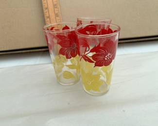 3 Red and Yellow Glasses $9.00