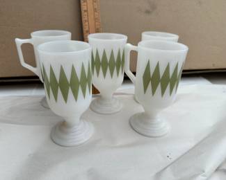 Federal Glass Milk Glass Green Diamond $20.00