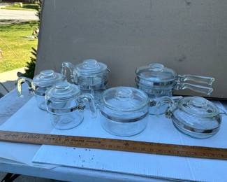 6 Pyrex Glass Coffee Pots $60.00