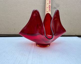 Handkerchief Red Glass Bowl $12.00