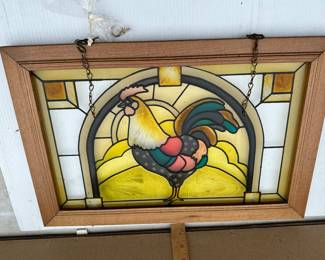 Chicken Painted Glass $22.00