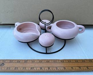 Pink Salt and Pepper Shakers Cream and Sugar $25.00
