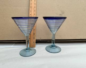 2 Blue Swirl Glasses $4.00