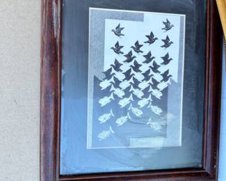 Escher Sky Water Print Framed $15.00
