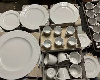 Large selection of restaurant plates, bowls, cups and saucers