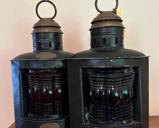 Antique nautical ship lanterns.