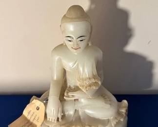 Antique marble seated Buddah, 10" tall.