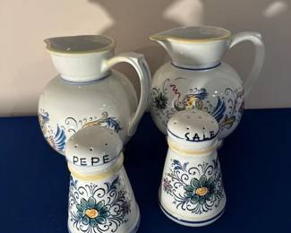 Vintage Hall pitchers, Salt/Pepper shakers.