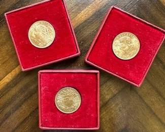 3 -1947 Swiss  20 gold coins 