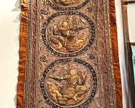 Thai Burmese Kalaga tapestry, 80"x18".