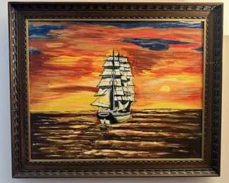 Oil painting by W. Fey, 1973.