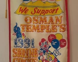 Vintage 1991 Shrine Circus advertising banner.
