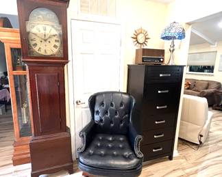 Antique Clock - Leather Office Chair SOLD - 6 Drawer Chest