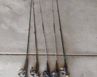 5 fishing Rods with Zebco reels