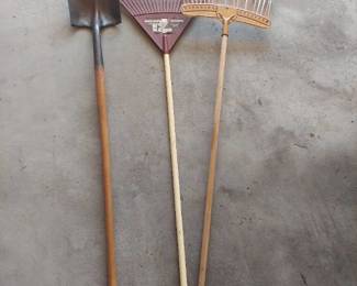 Shovel and rakes