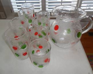 Glass Pitcher and matching glasses