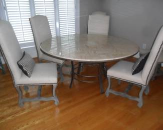 Marble top dining table with 6 chairs