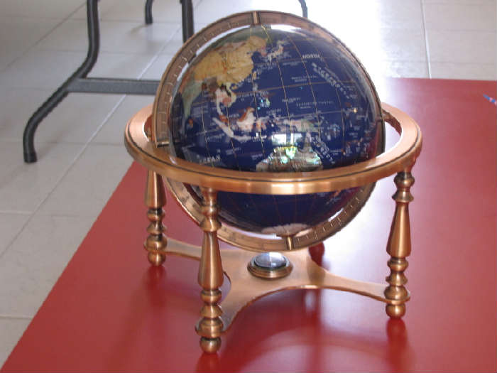 Gemstone compass world globe