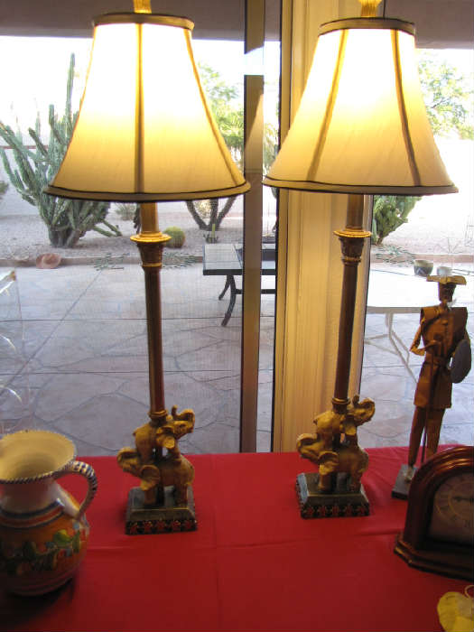candelstick lamps with elephant on base