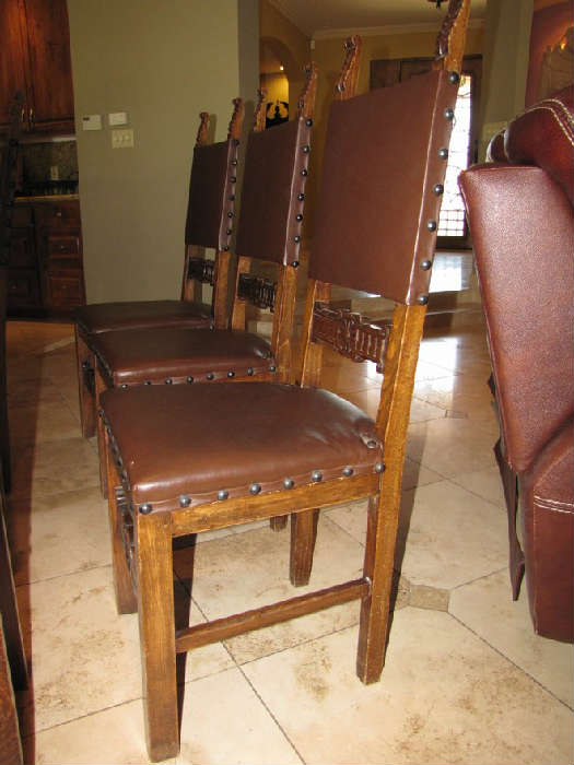 Set of 6 dining chairs ornate carving.