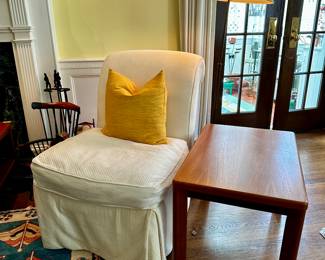 Danish Teak Side Table and Century Slipper Chair