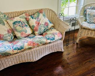 White wicker sofa and chair