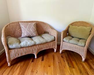 Wicker settee and chair