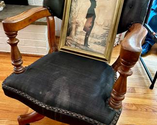 Horsehair swivel chair (provenance:  Alabama senator Luke Pryor 1920-1900) and Silhouette of Senator Pryor.